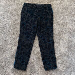 ASOS Black Floral Velvet Tapered Pants, Size W31 L30 - Elegant Evening Wear‎